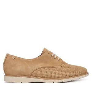 Półbuty Tamaris. Brązowe półbuty Tamaris, bez wzorów, bez obcasa, na płaskiej podeszwie, bez zapięcia. Za 399,99 zł.