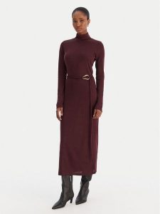 Vero Moda Sukienka dzianinowa Louisa 10336207 Bordowy Loose Fit. Czerwone kombinezony Vero Moda, xl, bez wzorów, z dzianiny, bez kołnierzyka, bez ramiączek. Za 179,99 zł.