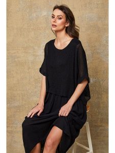 Fleur de Lin Sukienka "Dilla" w kolorze czarnym rozmiar: L. Czarne sukienki Fleur de Lin, l, bez wzorów, z bawełny, bez kołnierzyka, bez ramiączek, midi. Za 224,45 zł.
