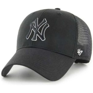 Czapka z daszkiem 47 Brand MLB New York Yankees Branson B-BRANS17CTP-BKAQ. Czarne czapki 47 Brand, bez wzorów, sportowe. Za 79,00 zł.