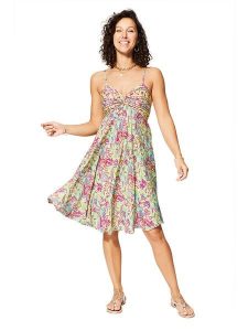 Aller Simplement Sukienka w kolorze zielono-różowym rozmiar: 38/40. Różowe sukienki Aller Simplement, bez wzorów, bez kołnierzyka, bez ramiączek, mini. Za 56,99 zł.