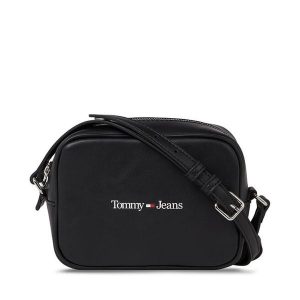 Torebka Tommy Jeans. Czarne listonoszki Tommy Jeans, bez wzorów, z jeansu, bez dodatków. Za 179,99 zł.