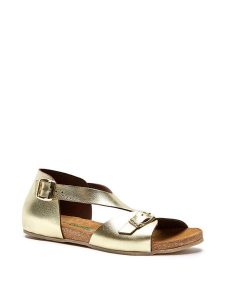 Comfortfusse Skórzane sandały w kolorze złotym rozmiar: 39. Żółte sandały Comfortfüße, bez wzorów, ze skóry, z otwartym noskiem, bez obcasa, bez zapięcia. Za 252,99 zł.