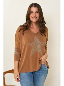 Curvy Lady Sweter w kolorze jasnobrązowym rozmiar: 44/46. Brązowe swetry oversize Curvy Lady, bez wzorów, bez ramiączek. Za 164,92 zł.