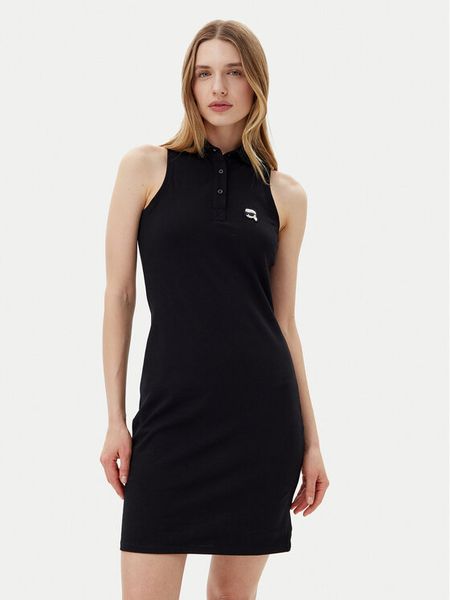 KARL LAGERFELD Sukienka codzienna A2W13041 Czarny Slim Fit. Czarne kombinezony KARL LAGERFELD, na co dzień, m, bez wzorów, z bawełny, bez kołnierzyka, bez ramiączek, proste. Za 469,99 zł.