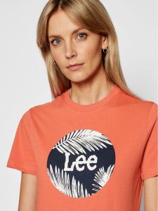 LEE CIRCLE TEE DAMSKI T-SHIRT LOGO NADRUK PAPRIKA L40TEHNI 112108747. T-shirty Lee, l, bez wzorów, bez kołnierzyka, bez ramiączek. Za 59,99 zł.