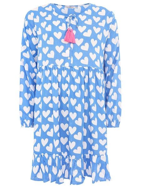 Zwillingsherz Sukienka "Heart Classic" w kolorze błękitno-białym rozmiar: L/XL. Białe sukienki Zwillingsherz, l, bez wzorów, z wiskozy, bez kołnierzyka, bez ramiączek, mini. Za 140,20 zł.