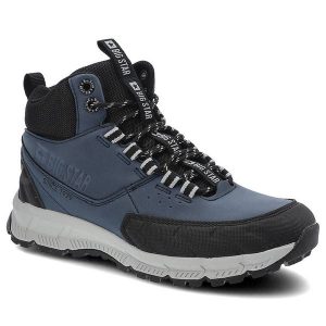 Granatowe Trekkingi Big Star Damskie Buty W Góry. Niebieskie botki Big Star, bez wzorów, ze skóry ekologicznej, bez obcasa, na płaskiej podeszwie, bez zapięcia. Za 179,00 zł.