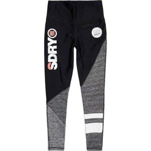 Legginsy sportowe damskie Superdry Sport Colour Block. Czarne legginsy Superdry, bez wzorów, z gumy, z podwyższonym stanem, długie. Za 112,49 zł.