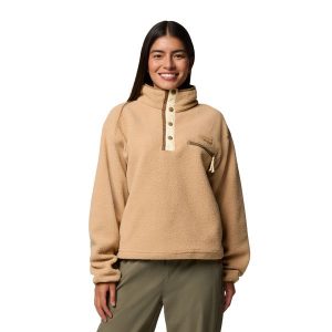 Bluza polarowa damska Columbia Helvetia II Cropped Half Snap Fleece. Brązowe bluzy Columbia, m, bez wzorów, z polaru, bez kaptura. Za 219,99 zł.
