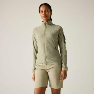 Damska bluza polarowa Rivendell z zamkiem błyskawicznym. Białe bluzy Regatta, bez wzorów, z polaru, bez kaptura. W wyprzedaży za 229,99 zł.