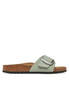 Birkenstock Klapki Madrid Big Buckle 1029293 Zielony. Zielone klapki Birkenstock, bez wzorów, ze skóry, bez obcasa. Za 429,99 zł.