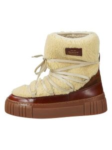 GANT Footwear Botki zimowe "Snowmont" w kolorze kremowo-brązowym rozmiar: 37. Brązowe botki GANT Footwear, na zimę, bez wzorów, z wełny, bez obcasa, bez zapięcia. Za 147,56 zł.