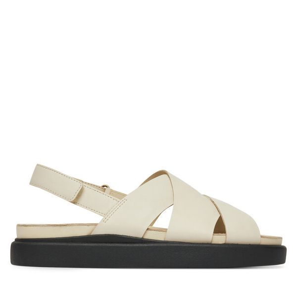 Sandały Clarks. Brązowe sandały Clarks, bez wzorów, bez obcasa, na płaskiej podeszwie, bez zapięcia. Za 489,99 zł.