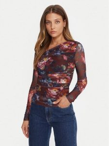Guess Bluzka W5BP32 KCZC2 Kolorowy Slim Fit. Bluzki Guess, m, z aplikacjami, z syntetyku, bez kołnierzyka, bez ramiączek. Za 219,99 zł.