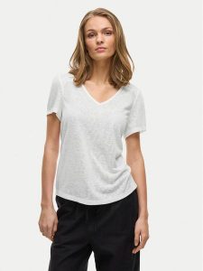 Vila T-Shirt Amer 14093441 Biały Regular Fit. Białe t-shirty Vila, s, bez wzorów, z wiskozy, bez kołnierzyka, bez ramiączek. Za 99,99 zł.