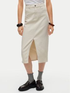 Vero Moda Spódnica jeansowa Veri 10295731 Beżowy Regular Fit. Brązowe spódnice Vero Moda, s, bez wzorów, z bawełny. Za 149,99 zł.