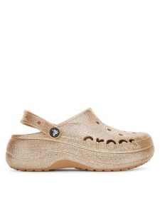 Crocs Klapki BAYA PLATFORM CLOG 208459-212 Złoty. Żółte klapki Crocs, bez wzorów, z tworzywa sztucznego, bez obcasa. Za 219,99 zł.