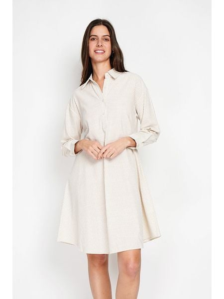 William de Faye Sukienka w kolorze kremowym rozmiar: 42. Brązowe sukienki William de Faye, bez wzorów, klasyczne, bez kołnierzyka, bez ramiączek, midi. Za 126,15 zł.