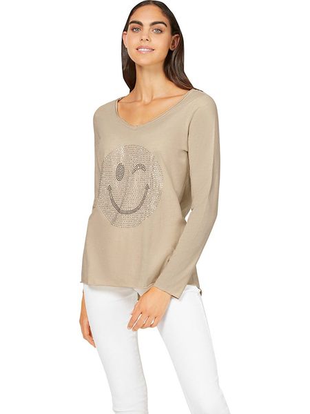 Heine Koszulka w kolorze beżowym rozmiar: 38. Brązowe bluzki Heine, bez wzorów, z bawełny, bez kołnierzyka, bez ramiączek. Za 56,93 zł.