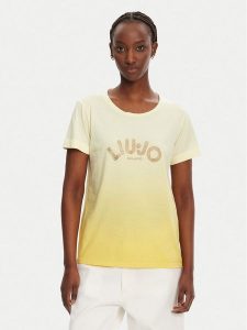 Liu Jo T-Shirt TA5267 JS923 M9114 Żółty Regular Fit. Żółte t-shirty Liu Jo, m, bez wzorów, z bawełny, bez kołnierzyka, bez ramiączek. Za 259,99 zł.
