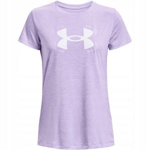Damska Koszulka Z Krótkim Rękawem Z Grafiką Tech Twist. Fioletowe bluzki Under Armour, bez wzorów, sportowe, bez kołnierzyka, bez ramiączek. Za 161,99 zł.