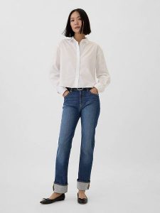 GAP Dżinsy - Straight fit - w kolorze granatowym rozmiar: W32. Niebieskie jeansy GAP, bez wzorów. Za 159,95 zł.