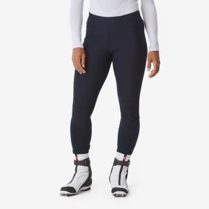 Legginsy do narciarstwa biegowego damskie Wedze 500. Niebieskie legginsy WED'ZE, bez wzorów, z materiału, z podwyższonym stanem, długie. Za 159,99 zł.