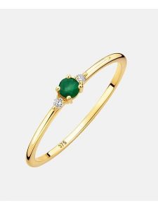 Revoni Złoty pierścionek z diamentami i szmaragdem rozmiar: 58. Zielone pierścionki Revoni, z diamentem, złote. Za 913,99 zł.