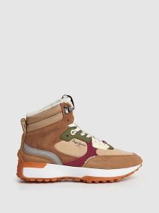 Pepe Jeans FOOTWEAR Skórzane botki "Lucky Treck" w kolorze jasnobrązowo-beżowym rozmiar: 39. Brązowe botki Pepe Jeans FOOTWEAR, bez wzorów, z jeansu, bez obcasa, bez zapięcia. Za 246,53 zł.