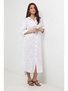 Rodier Lin Lniana sukienka w kolorze białym rozmiar: XL/XXL. Białe sukienki Rodier Lin, xl, bez wzorów, ze lnu, bez kołnierzyka, bez ramiączek, maxi. Za 184,95 zł.