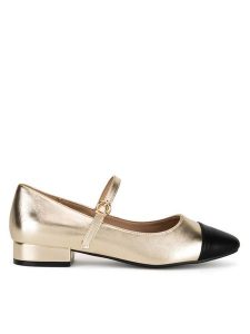 Clara Barson Baleriny WS24040-02 Złoty. Żółte balerinki Clara Barson, bez wzorów, z materiału, bez obcasa, bez zapięcia. Za 95,99 zł.
