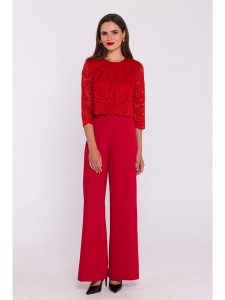 Stylove Kombinezon w kolorze czerwonym rozmiar: XL. Czerwone kombinezony Stylove, xl, bez wzorów, z koronki, bez kołnierzyka, bez ramiączek. Za 224,52 zł.