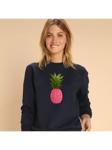 WOOOP Bluza "Floral pineapple" w kolorze granatowym rozmiar: S. Niebieskie bluzy Wooop, s, bez wzorów, z bawełny, bez kaptura. Za 108,99 zł.