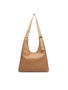 Calvin Klein Torebka Webbing Adj Strap Large Shoulder LV04F3643G Beżowy. Brązowe torebki klasyczne Calvin Klein, bez wzorów, ze skóry, bez dodatków. Za 569,99 zł.