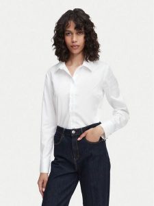 Guess Koszula W6YH10 W2752 Biały Slim Fit. Białe koszule Guess, l, z aplikacjami, z bawełny, bez kołnierzyka, bez ramiączek. Za 344,99 zł.