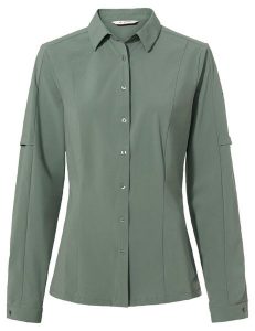 Koszula damska Farley Stretch Shirt. Zielone koszule Vaude, s, bez wzorów, z materiału, bez kołnierzyka, bez ramiączek. Za 422,75 zł.