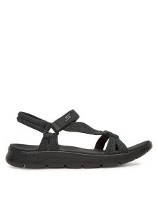 Skechers Sandały Go Walk Flex Sandal-Sublime 141451/BBK Czarny. Czarne sandały Skechers, bez wzorów, z materiału, bez obcasa, na płaskiej podeszwie, bez zapięcia. Za 189,99 zł.
