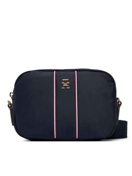 Tommy Hilfiger Torebka Popette Camera Bag Corp AW0AW17710 Granatowy. Niebieskie listonoszki TOMMY HILFIGER, bez wzorów, z materiału, bez dodatków. Za 369,99 zł.