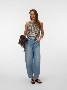 Vero Moda Top w kolorze beżowo-czarnym rozmiar: S. Brązowe topy Vero Moda, s, bez wzorów, bez kołnierzyka, bez ramiączek. Za 64,45 zł.
