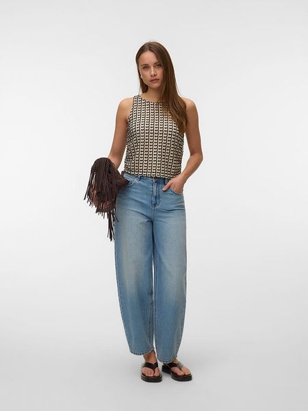 Vero Moda Top w kolorze beżowo-czarnym rozmiar: S. Brązowe topy Vero Moda, s, bez wzorów, bez kołnierzyka, bez ramiączek. Za 66,47 zł.