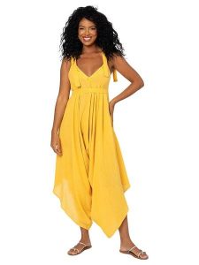 Aller Simplement Kombinezon w kolorze żółtym rozmiar: 34-40. Żółte kombinezony Aller Simplement, bez wzorów, z bawełny, bez kołnierzyka, bez ramiączek. Za 100,99 zł.