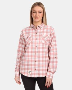 Koszula flanelowa damska Kilpi FLANNY-W. Czerwone koszule Kilpi, bez wzorów, z bawełny, bez kołnierzyka, bez ramiączek. Za 192,00 zł.