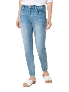 Timezone Dżinsy "Aleena" - Slim fit - w kolorze błękitnym rozmiar: W32/L30. Niebieskie jeansy Timezone, z aplikacjami. Za 162,49 zł.