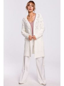 Made of emotion Kardigan w kolorze kremowym rozmiar: L/XL. Brązowe swetry oversize Made Of Emotion, l, bez wzorów, z tkaniny, bez ramiączek. Za 118,56 zł.