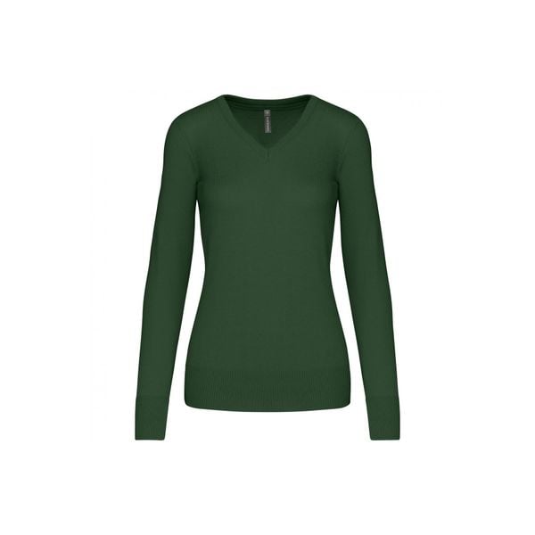 Damski sweter v-neck Kariban. Zielone swetry klasyczne KARIBAN, na zimę, bez kołnierzyka. Za 200,50 zł.