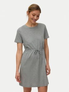 Vero Moda Sukienka letnia Luna 10325626 Szary jasny Regular Fit. Szare sukienki Vero Moda, na lato, xs, bez wzorów, z bawełny, bez kołnierzyka, bez ramiączek. Za 89,99 zł.