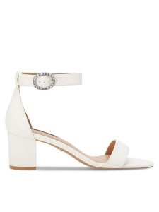 Nine West Sandały WFA2641-1 Biały. Białe sandały Nine West, bez wzorów, z syntetyku, bez obcasa, na słupku, bez zapięcia. Za 229,99 zł.