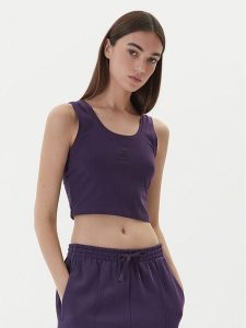 Adidas Top Essentials Small Logo KB7127 Fioletowy Slim Fit. Fioletowe topy ADIDAS, s, bez wzorów, z bawełny, bez kołnierzyka, bez ramiączek. Za 79,99 zł.