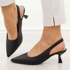 Czarne szpilki damskie Potocki 41315. Czarne szpilki POTOCKI, bez wzorów, ze skóry, bez obcasa. Za 179,00 zł.